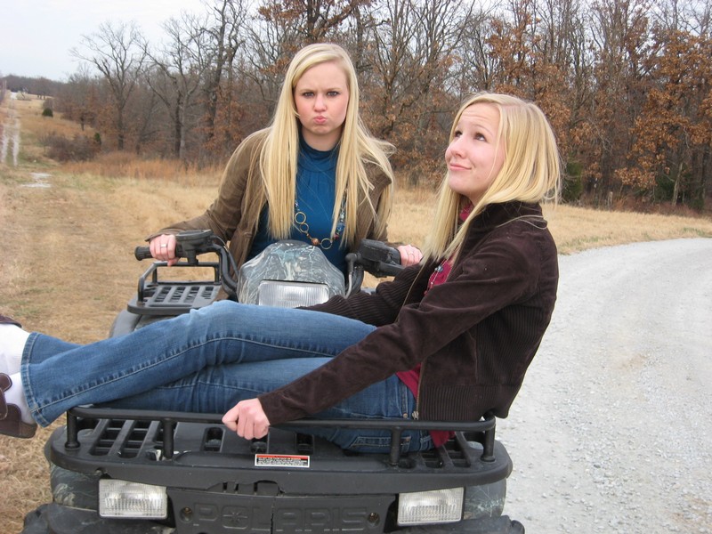 Celeste and Kirsten fooling around on the four wheeler in Oklahoma.jpg
